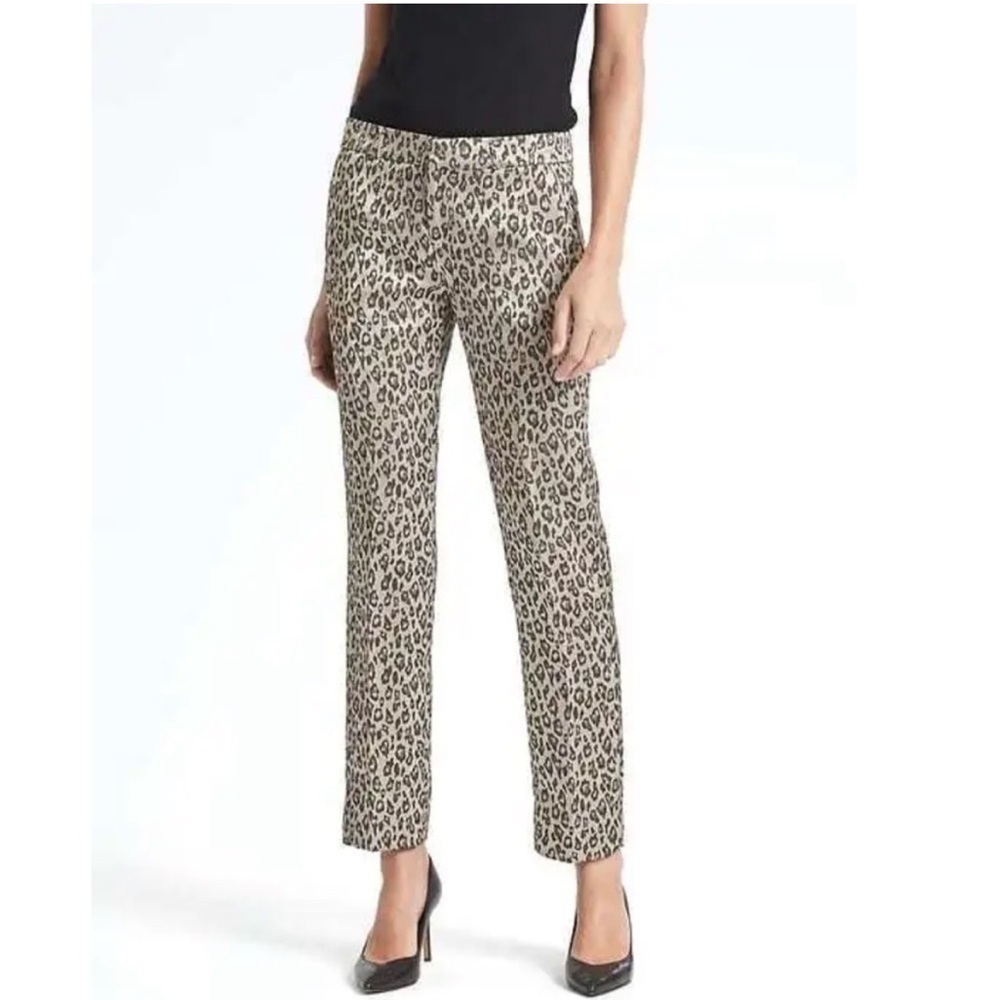 Banana Republic Avery Metallic leopard Straight Leg Pants